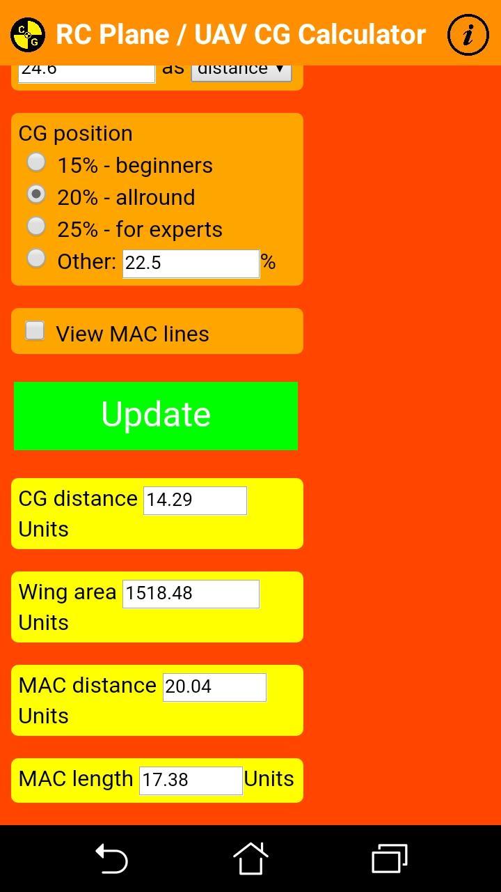 RC Plane CG Calculator