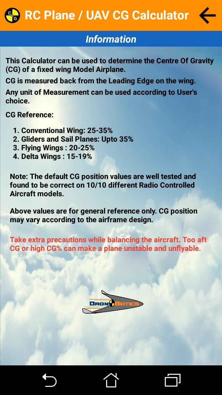 RC Plane CG Calculator