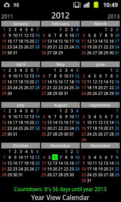 Year View Calendar & Widget