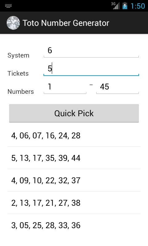Toto Number Generator