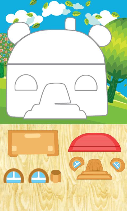 Animated puzzles house animals