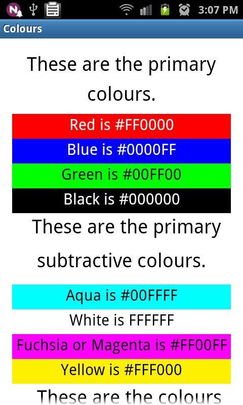 HTML Colour Codes