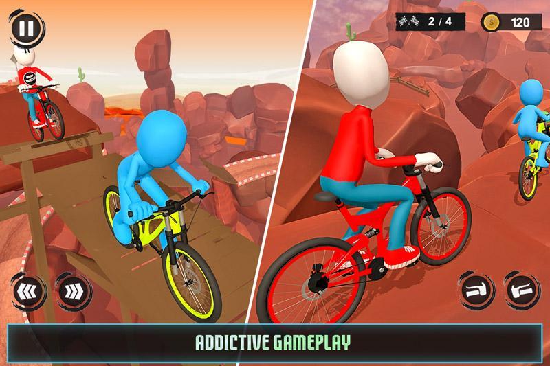 Uphill Stickman BMX Bicycle Stunts