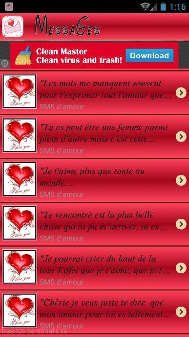 messages d'amour romantique