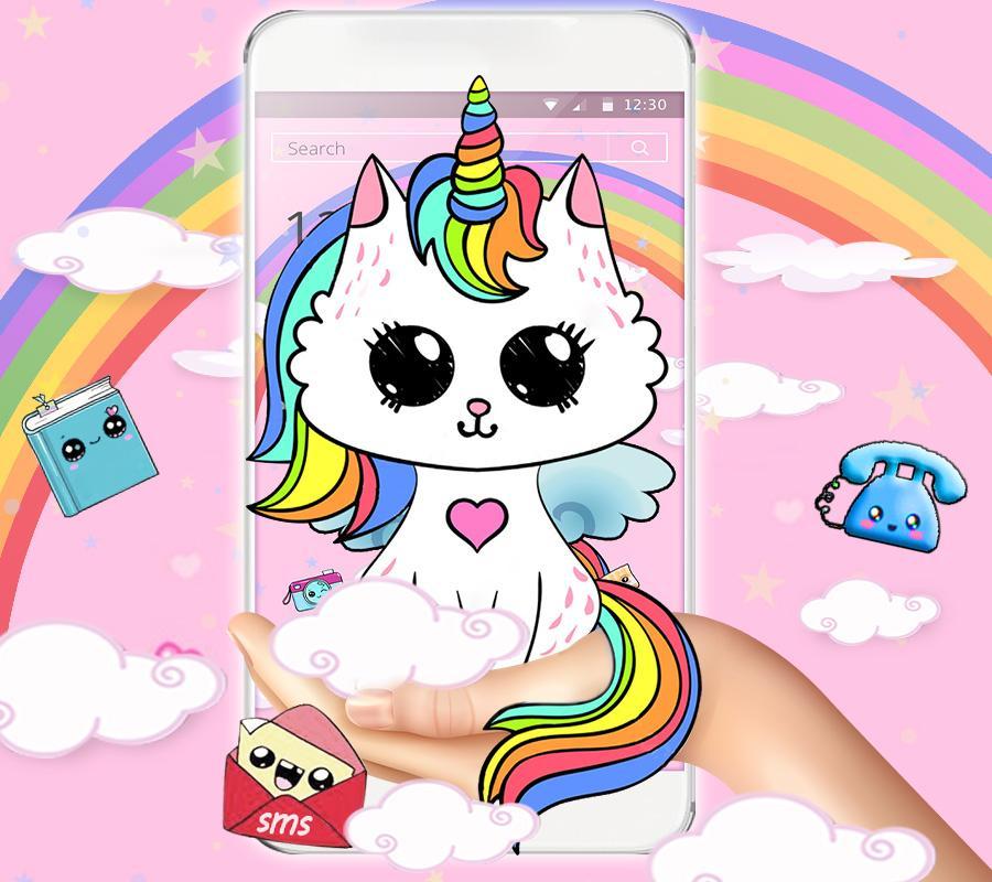 Cute Rainbow Unicorn Cat Theme