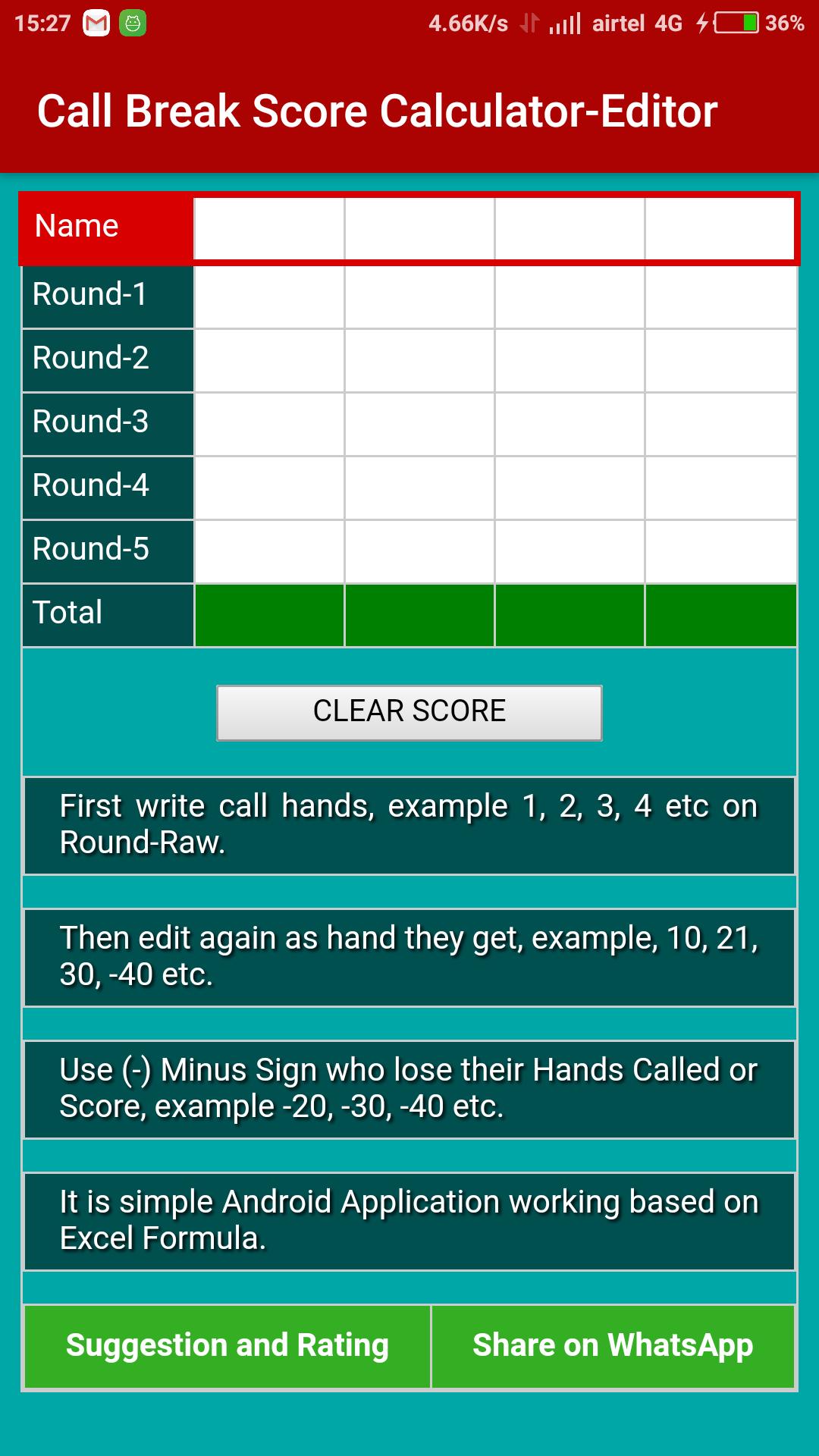 Call Break Point Calculator Multiplayer-Offline