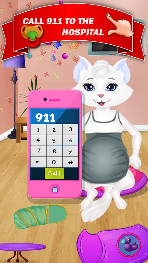 Pregnant Cat Gives Birth