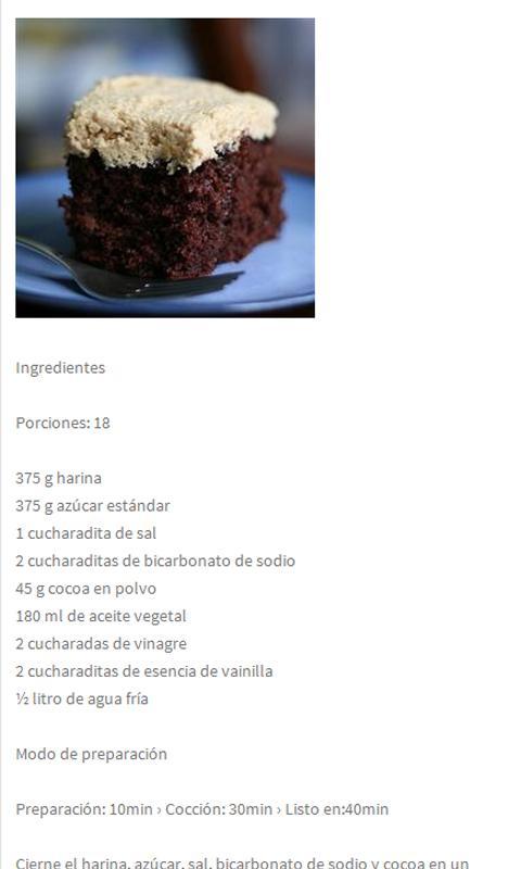 Recetas de Pastel