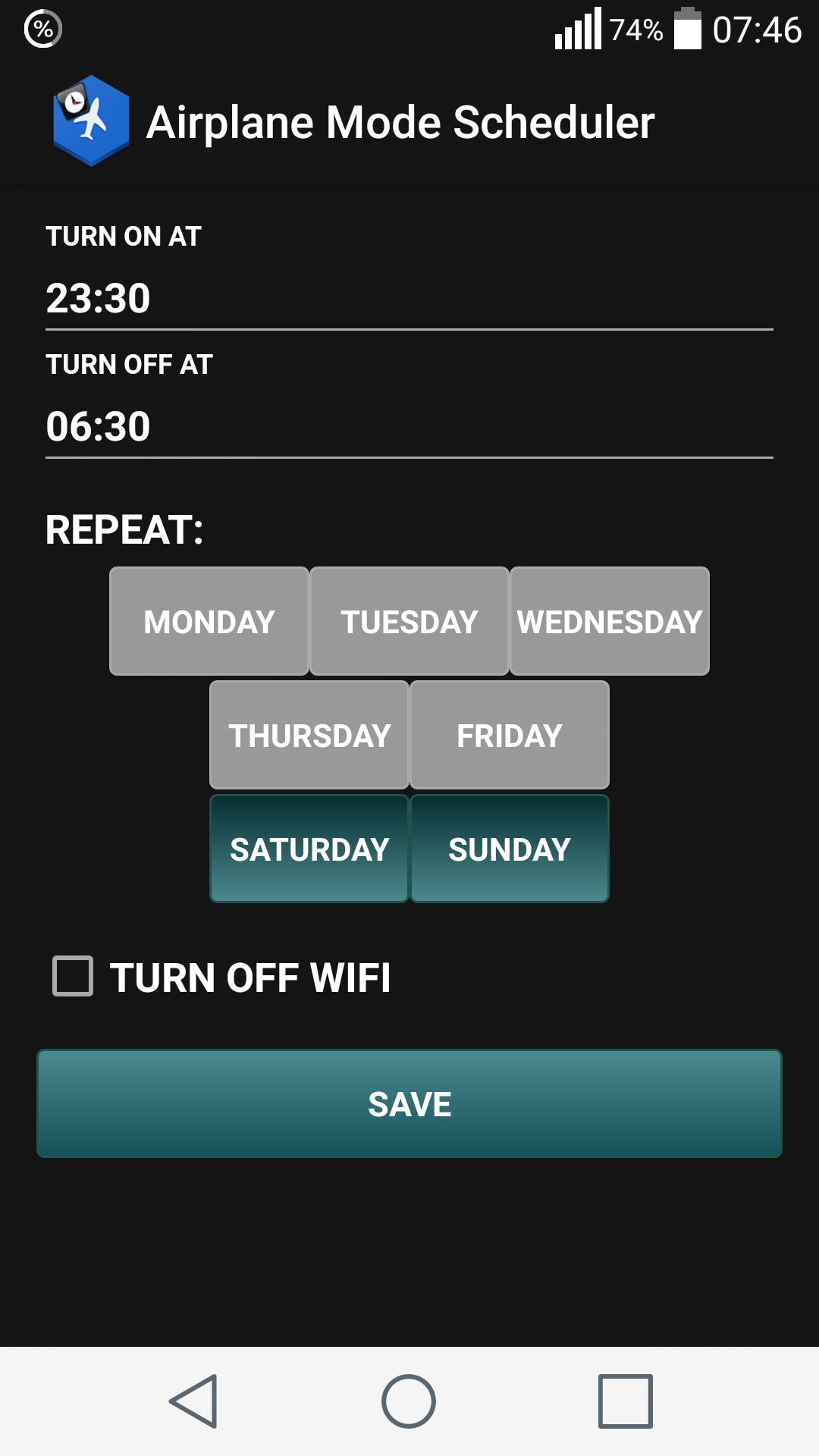 Airplane Mode Scheduler