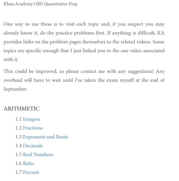 GRE MathPrep from Khan Academy
