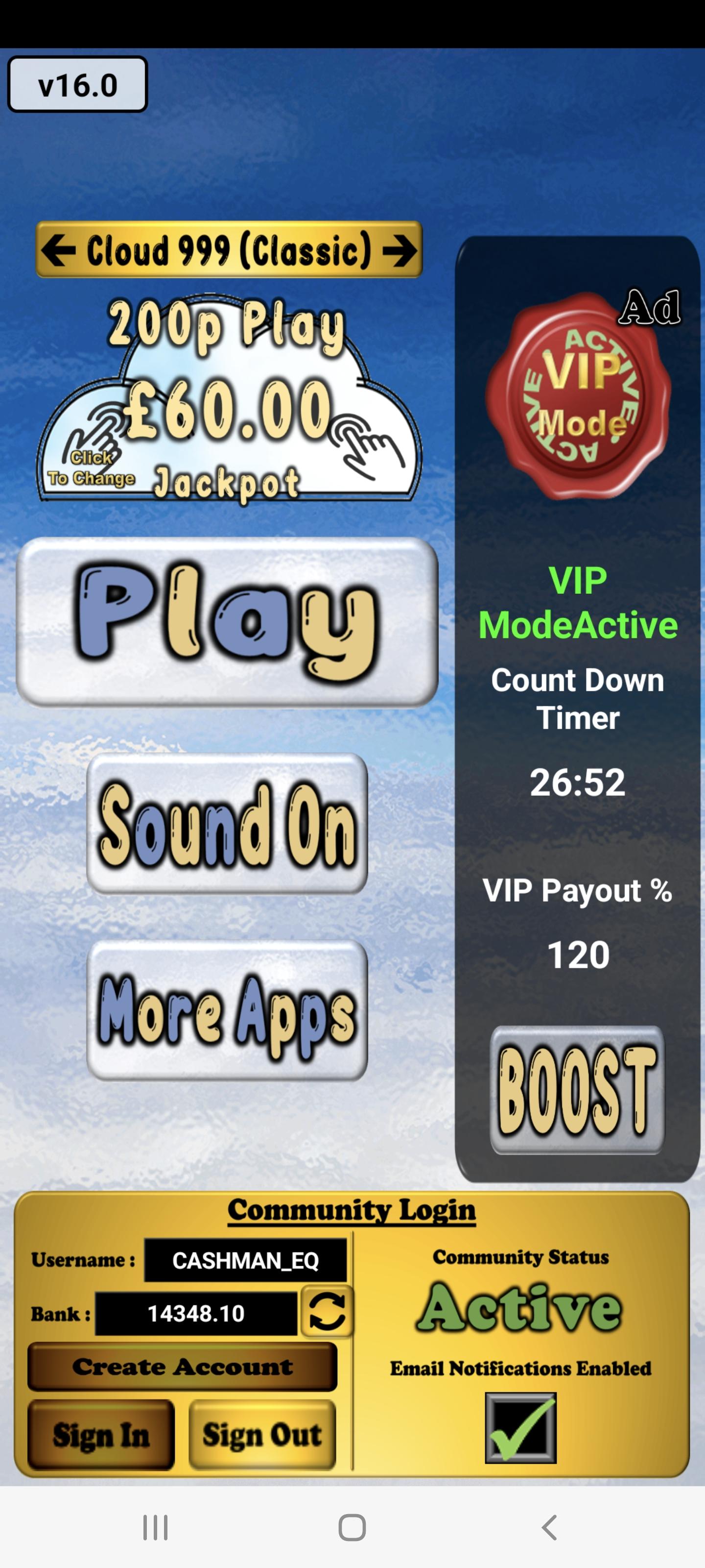 Cloud 999 UK Multi Stake Slot