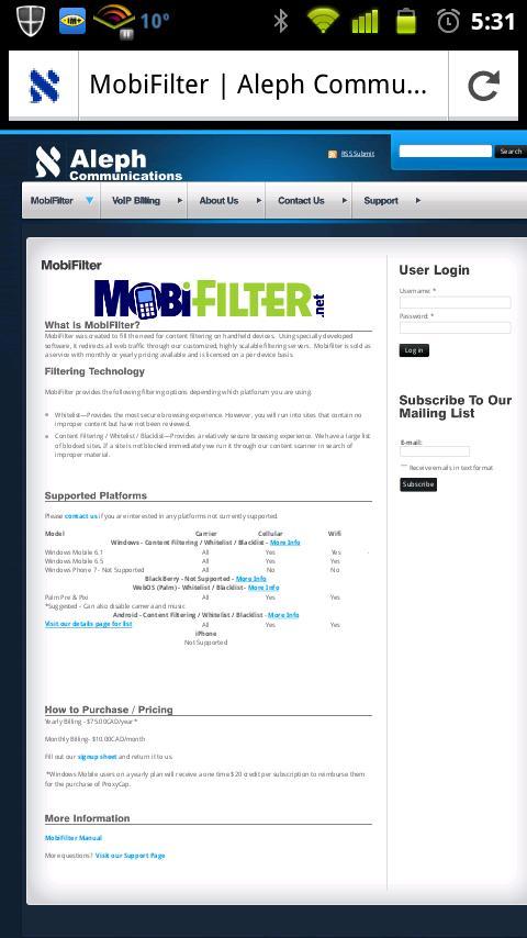 MobiFilter Browser