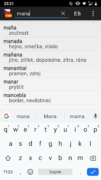 Czech - Spanish offline dict.