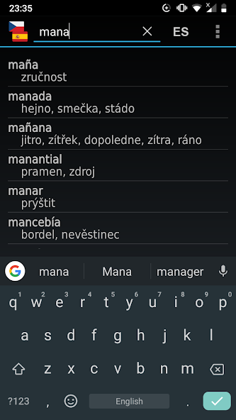 Czech - Spanish offline dict.