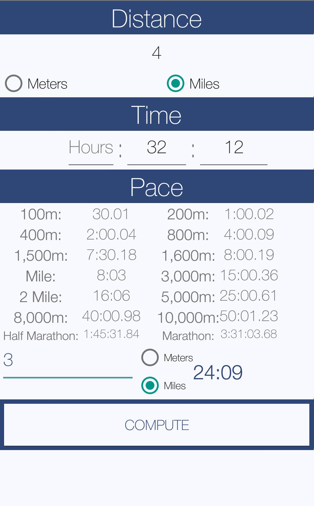 Track Pace Calculator