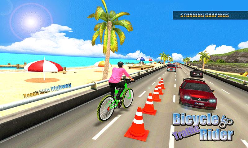 Beach Bicycle Traffic Rider 3D