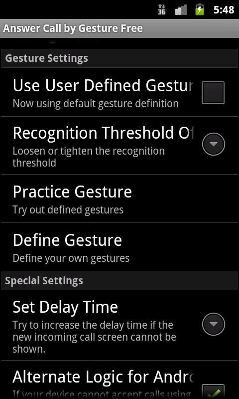 Answer Calls by Gestures (ACG)