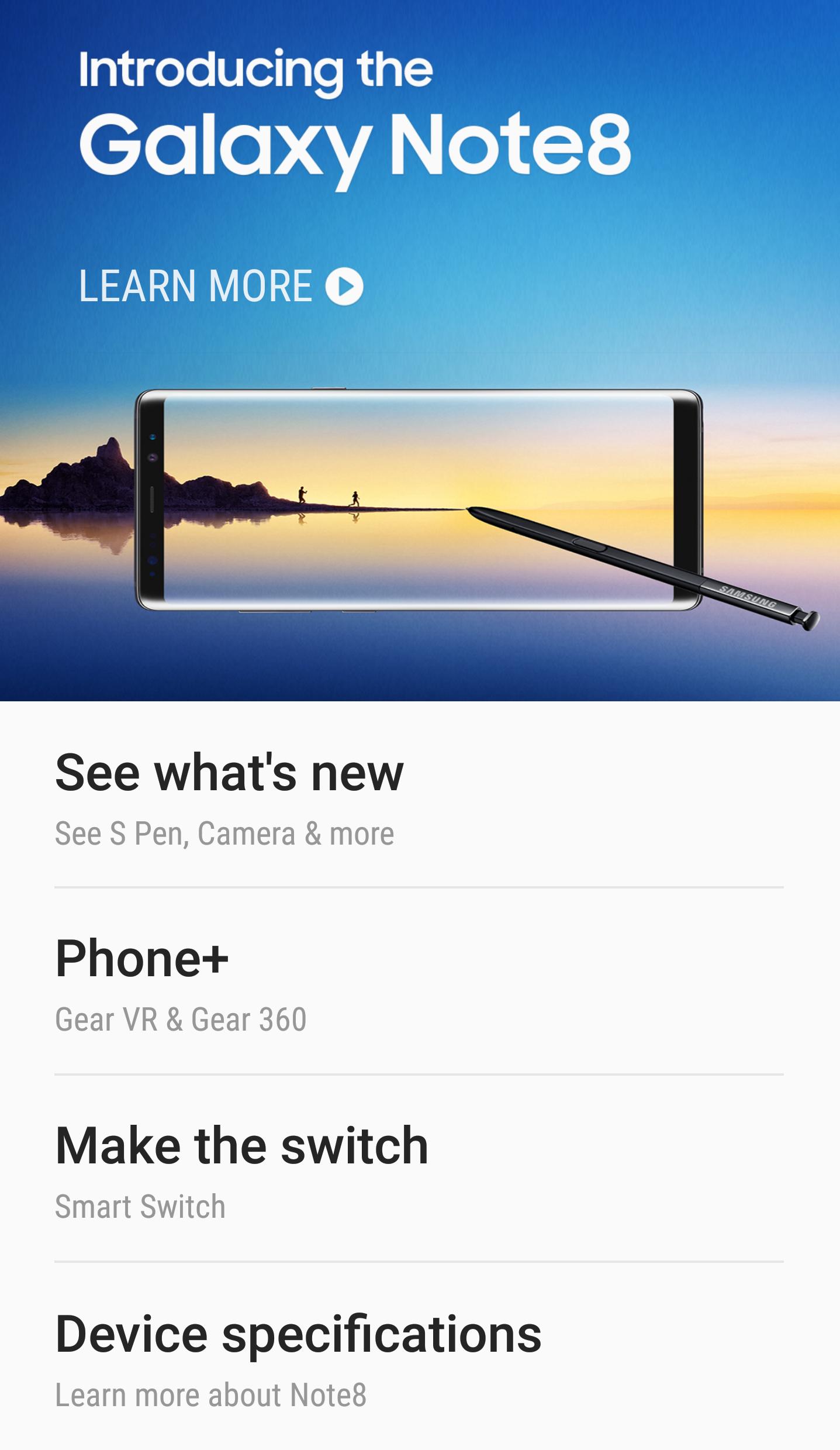 Experience app for Galaxy Note8