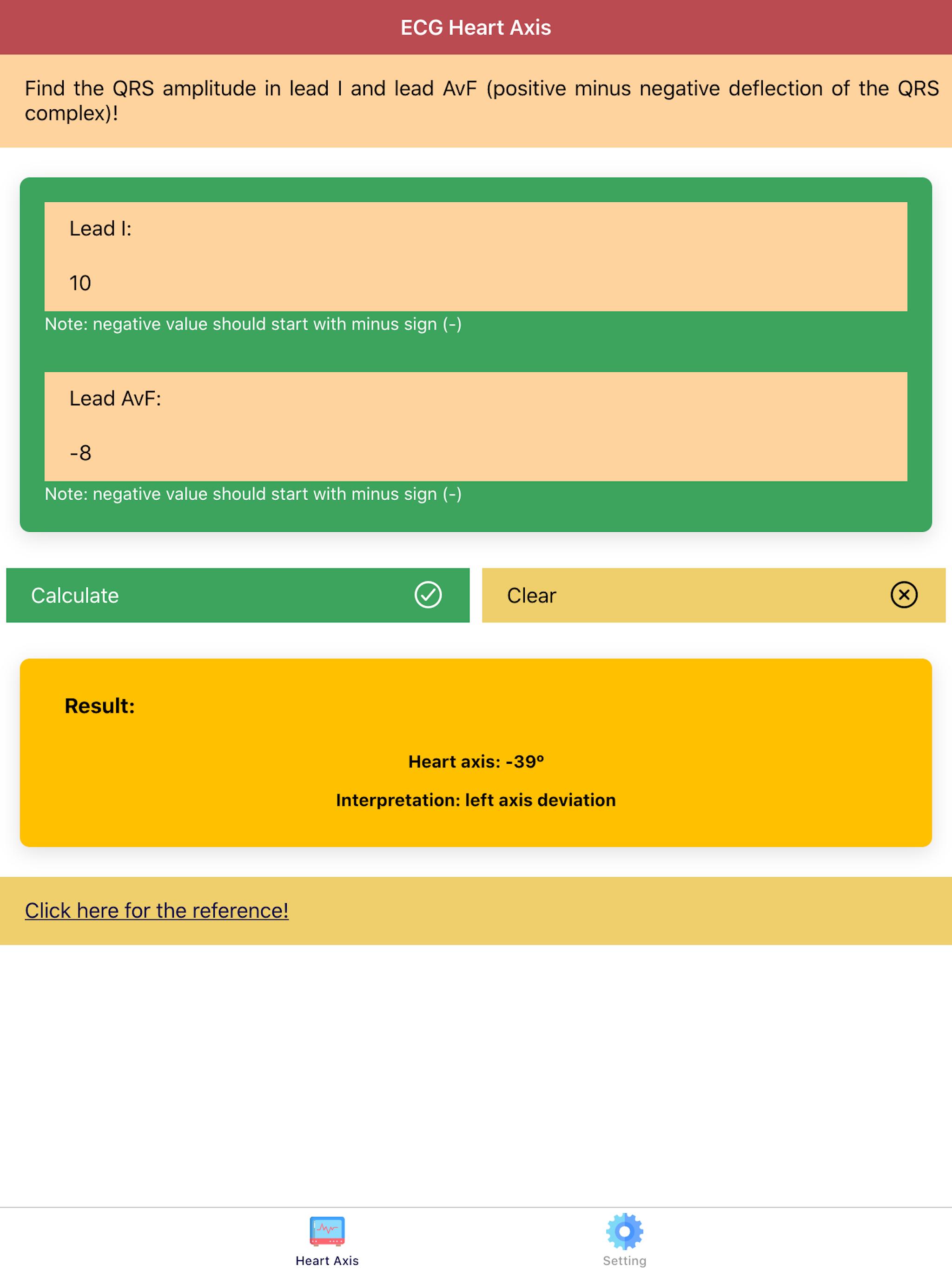 Electrocardiogram (ECG) Rhythm App: Heart Axis
