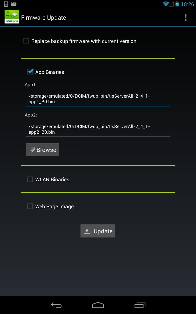 GainSpan Firmware Update