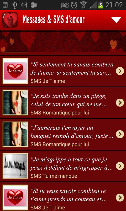 Messages et SMS d'amour