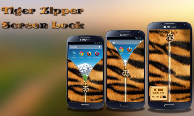 Tiger Zipper Lock Screen