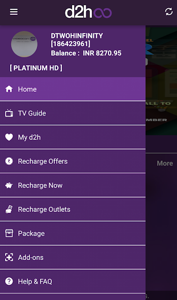 d2h infinity: Recharge & Packs