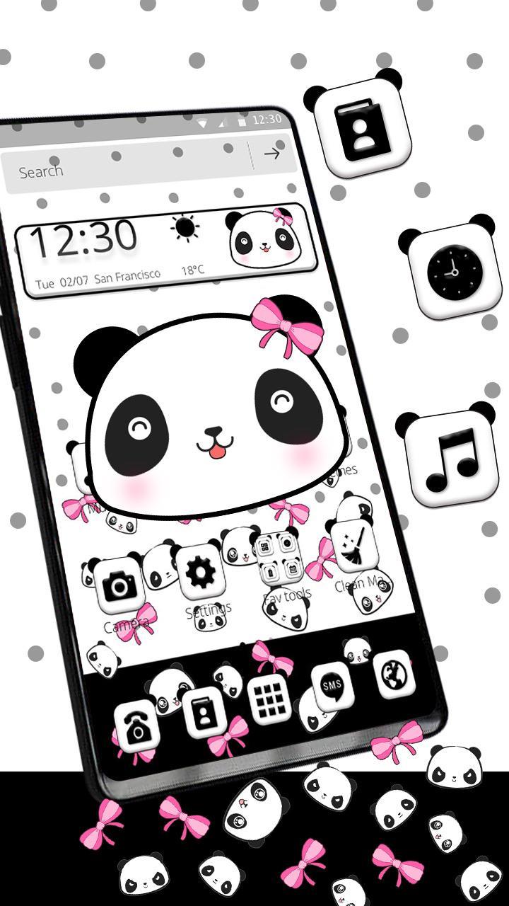 Cute Joyful Panda Bow Gravity Theme