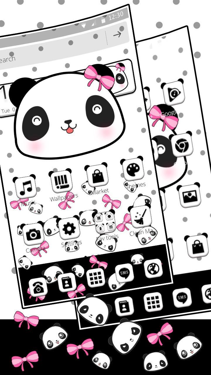 Cute Joyful Panda Bow Gravity Theme