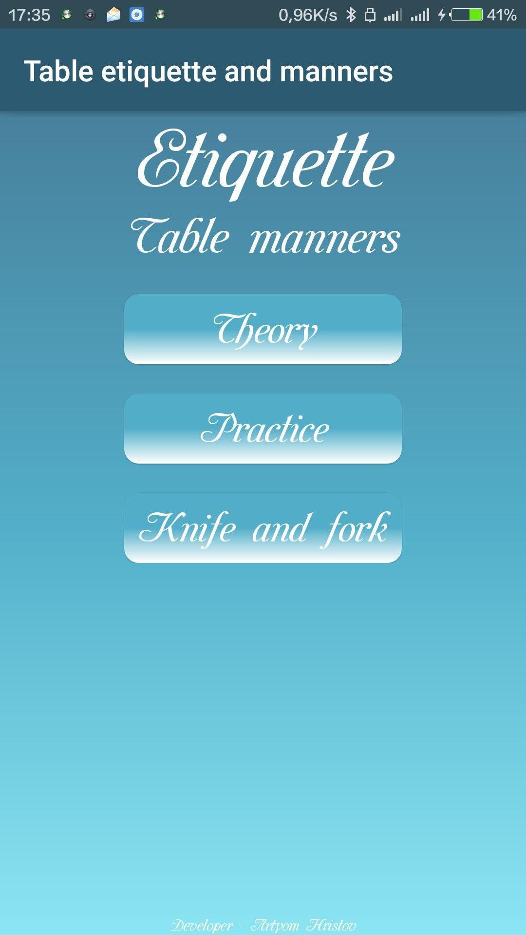 Etiquette and table manners (F