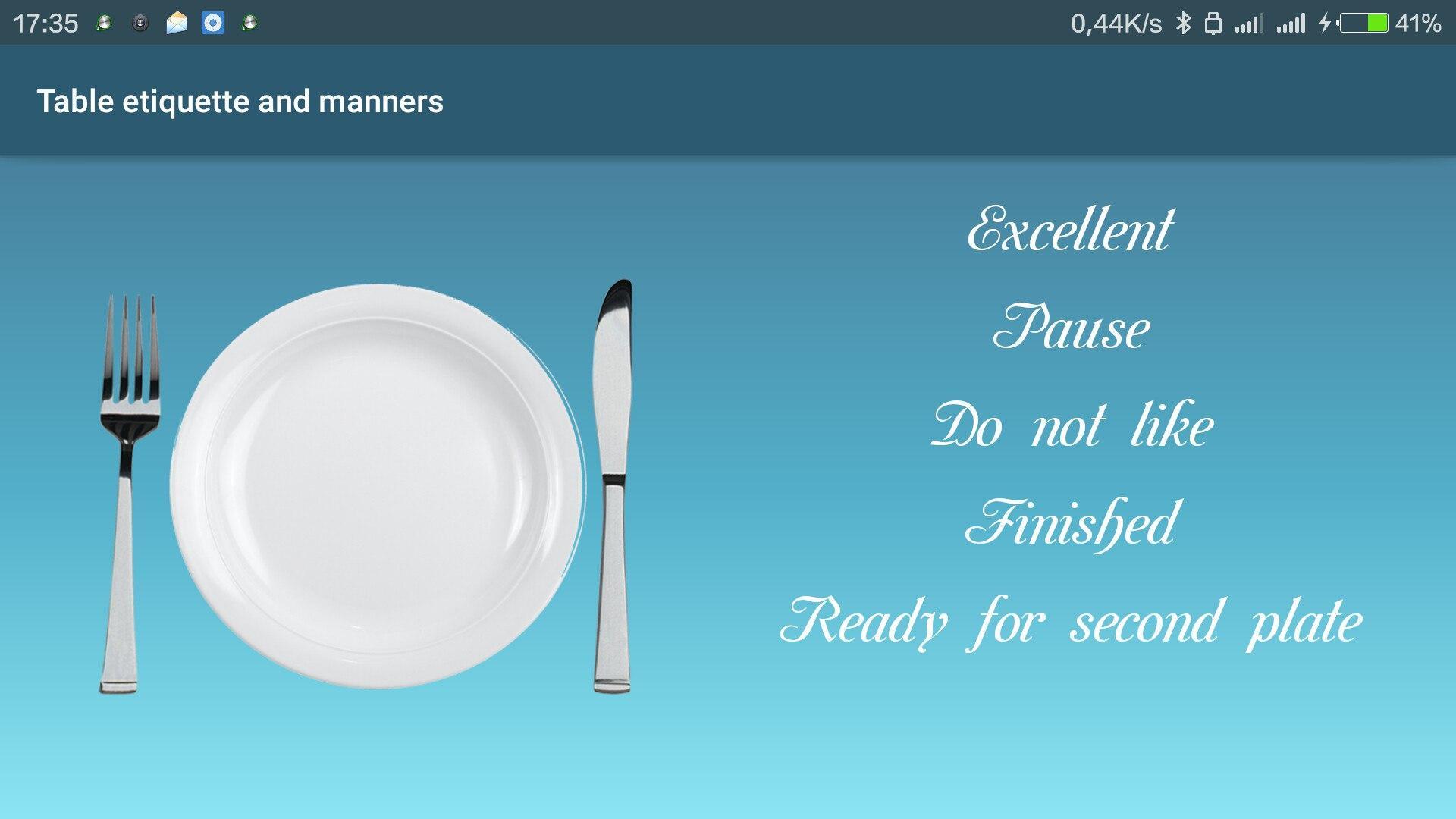 Etiquette and table manners (F