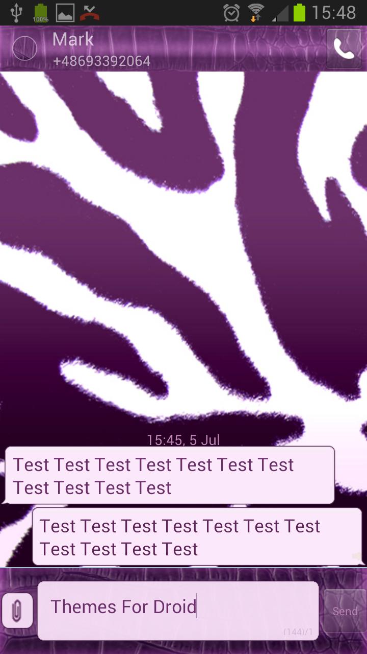 Violet Zebra Theme for GO SMS