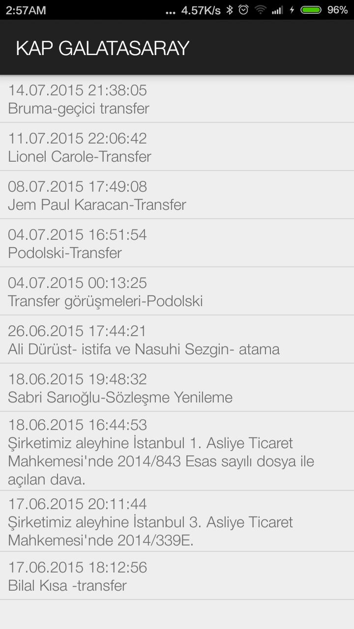 KAP Galatasaray Transfer