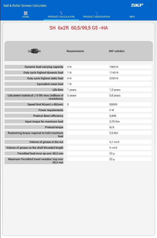 SKF Ball & Roller Screws Calc