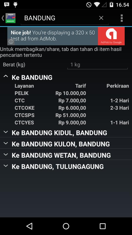 Tarif JNE - Jakarta