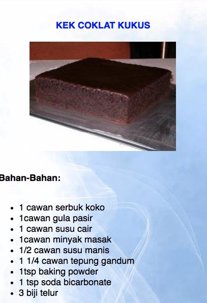 RESEPI KEK COKLAT KUKUS SEDAP