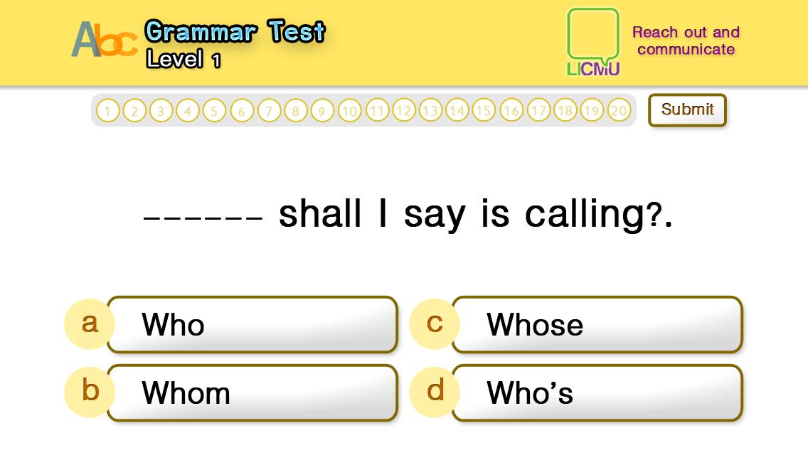 LICMU English Grammar Test