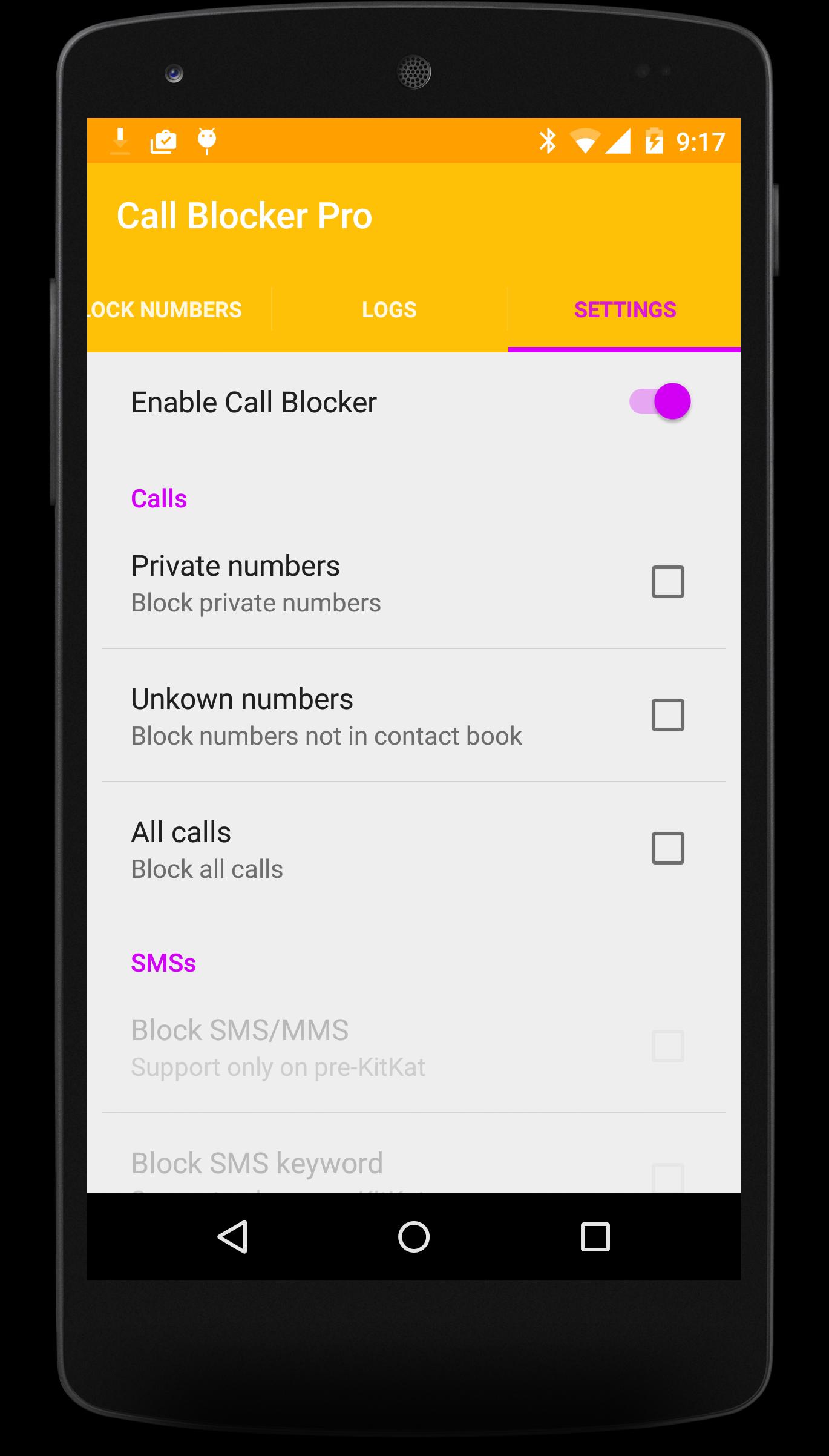 GIN Call Blacklist - Blocker