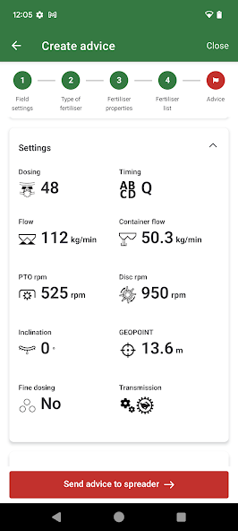 Kverneland Spreading Charts