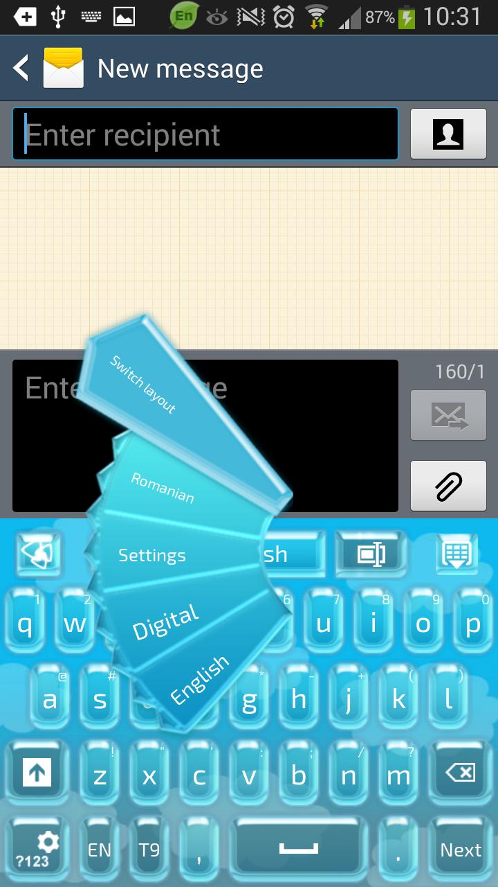 GO Keyboard Baby Blue Glass