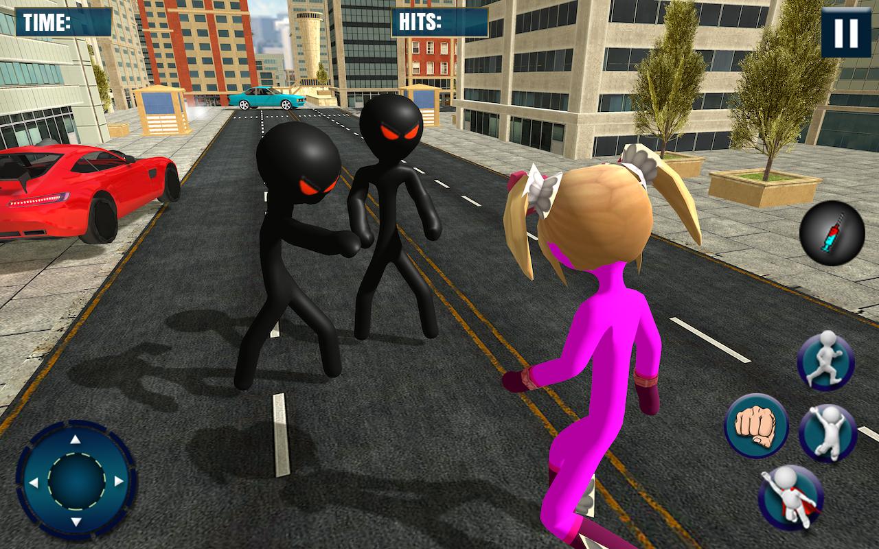 Super Stick Girl VS Stickman Criminal Squad