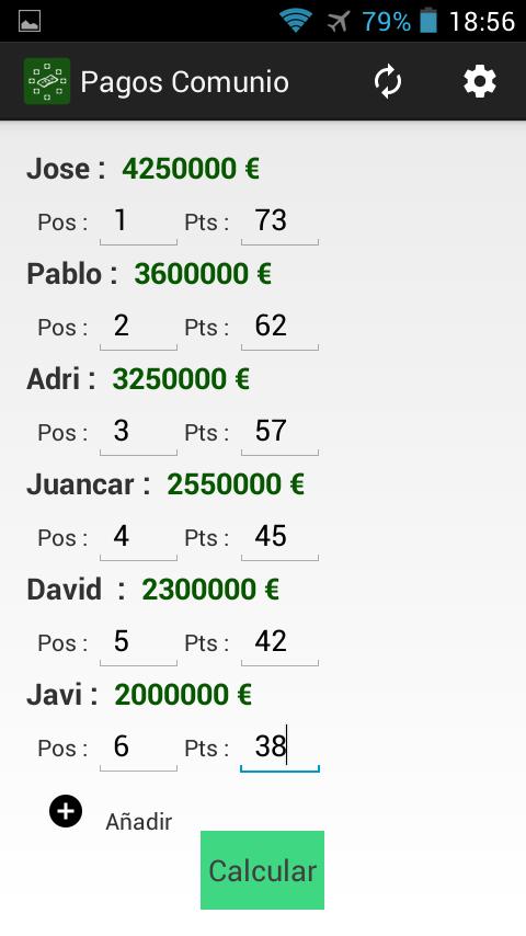 Comunio Calculadora de Pagos