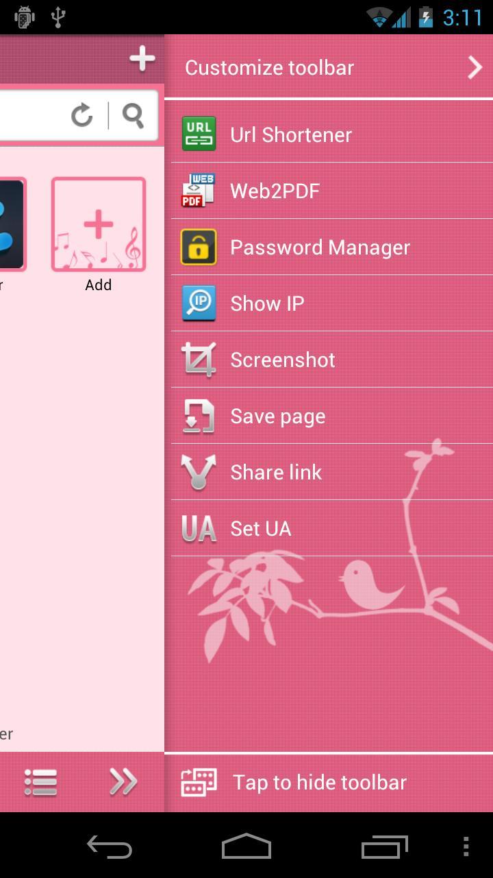 Pink Bird Boat Browser Theme
