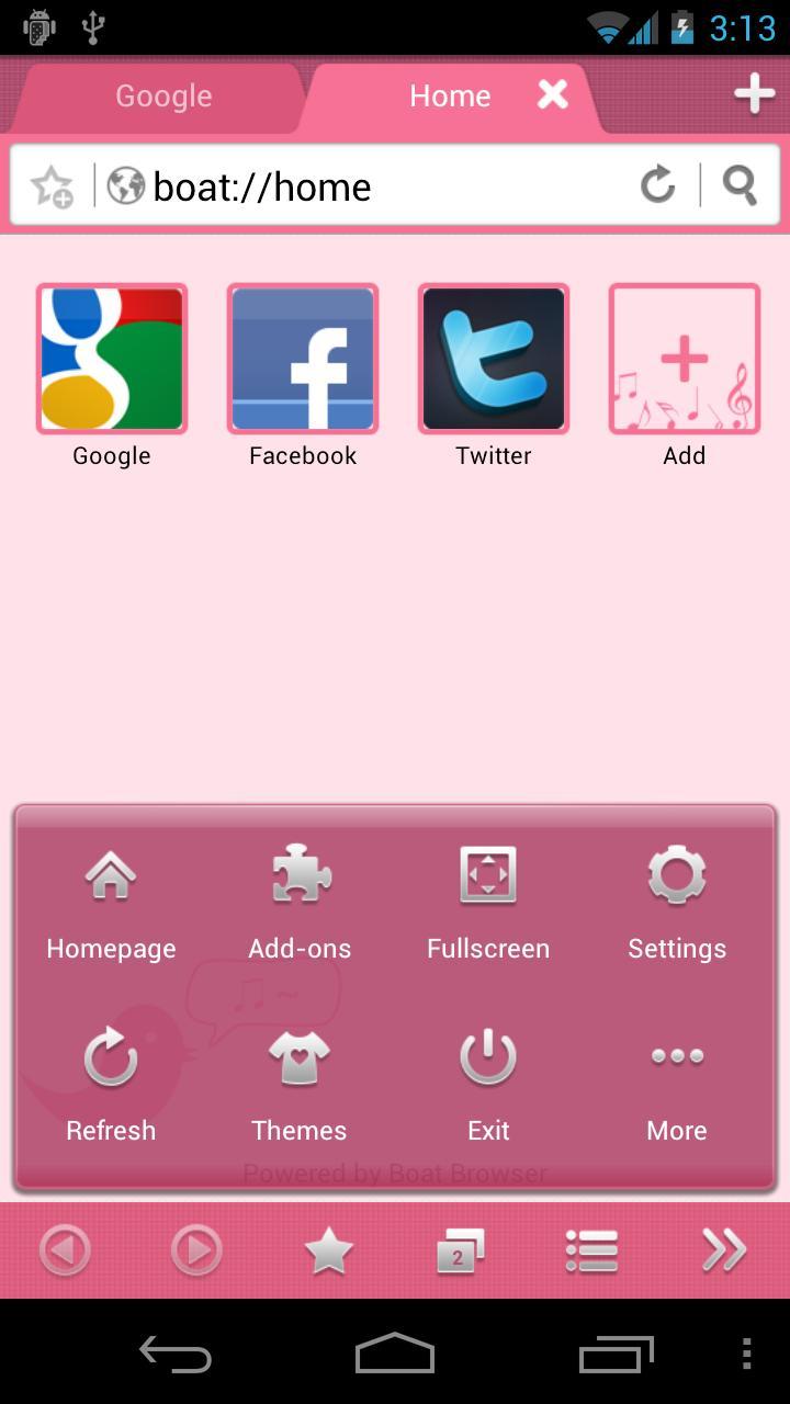 Pink Bird Boat Browser Theme