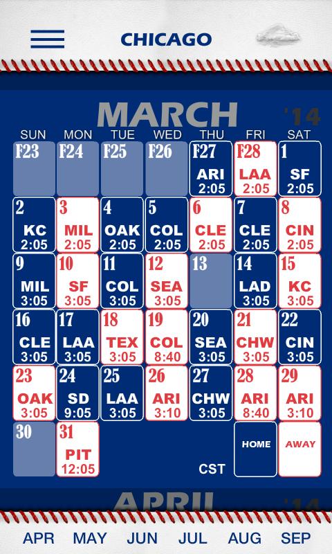 Baseball Pocket Sked - Cubs