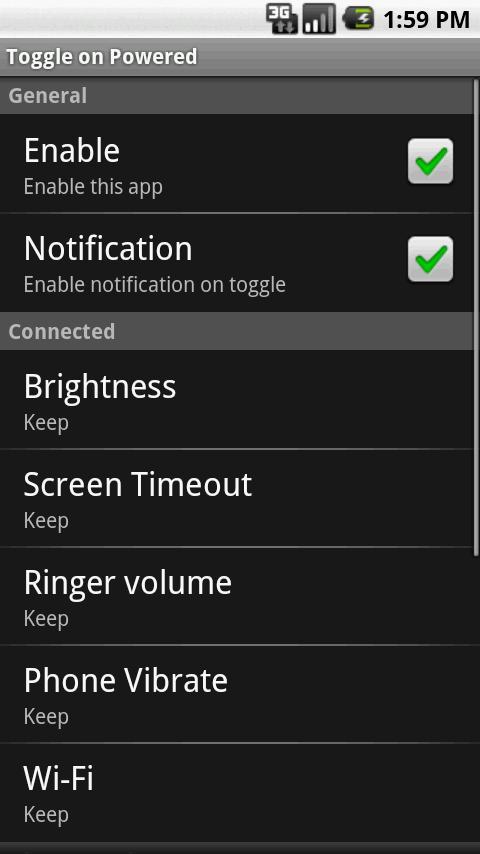 Toggle on Powered