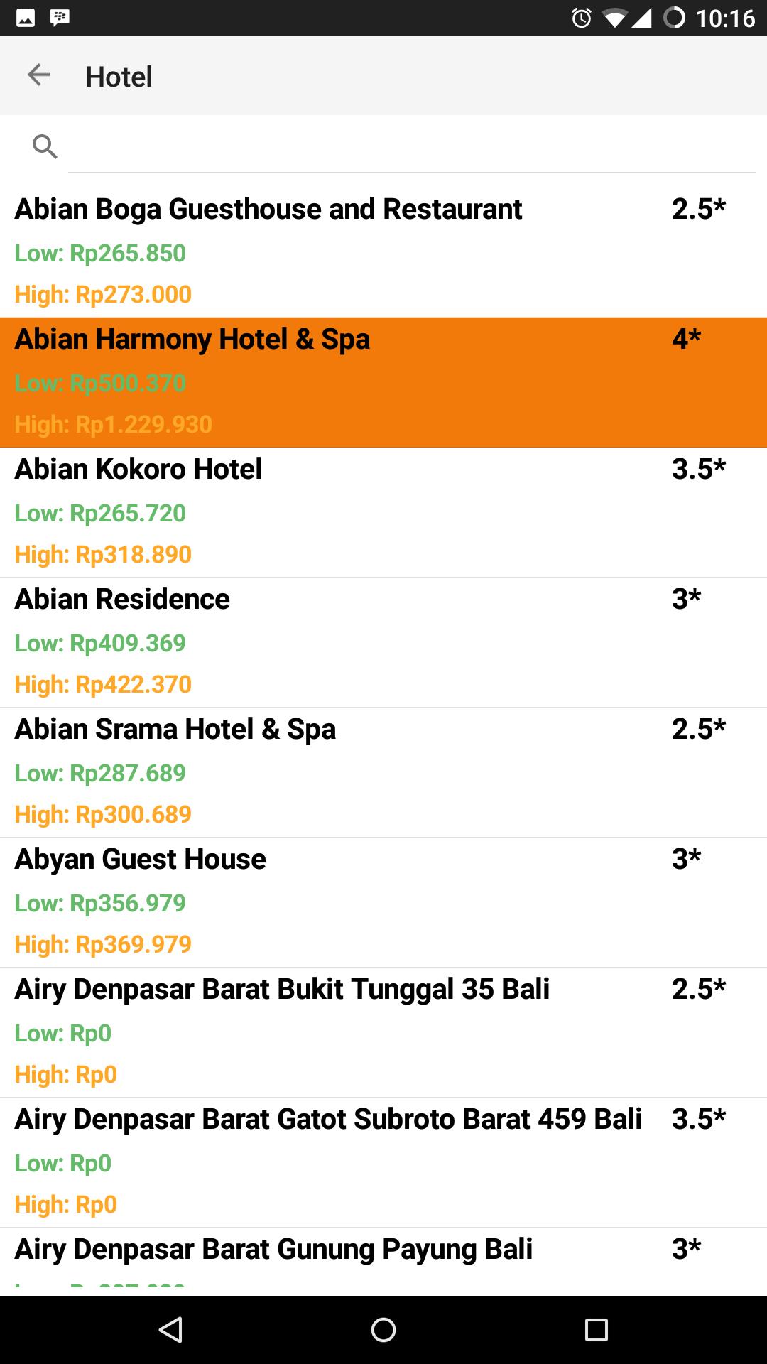 Harga Hotel