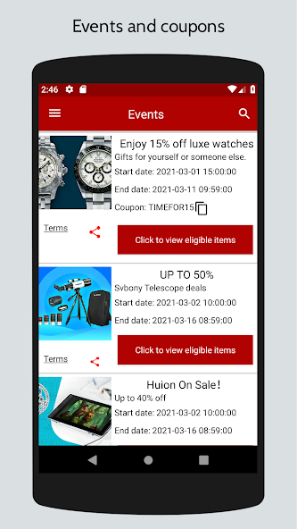 Coupons and discounts / no bid