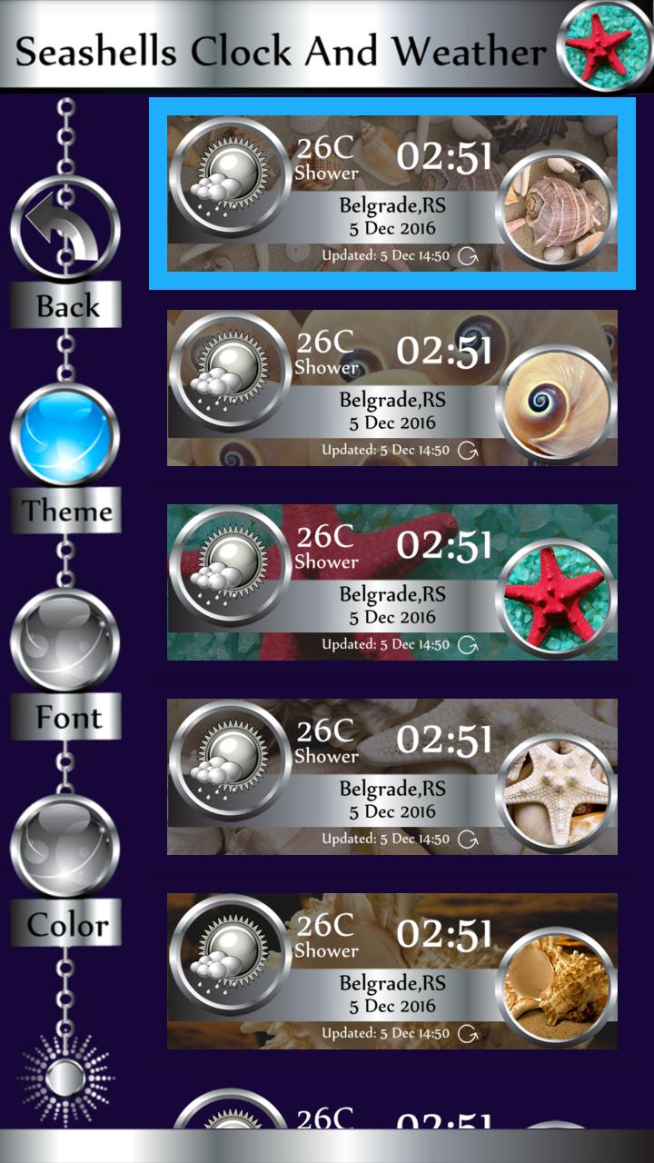 Seashells Clock And Weather