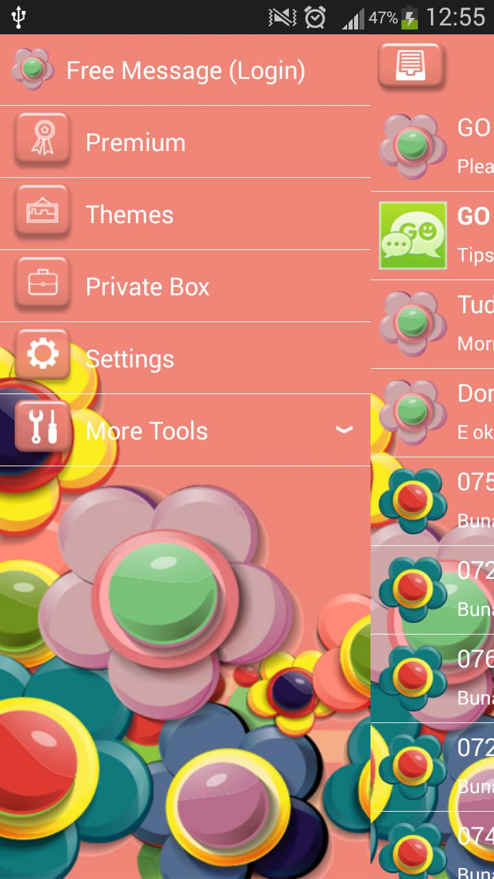 GO SMS Colorful Flowers Theme